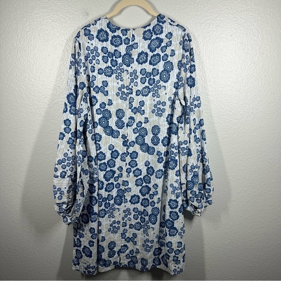 Samsoe Samsoe Aram Mini Dress Women's Medium Blue Floral Poppy Print Lined - Picture 8 of 9